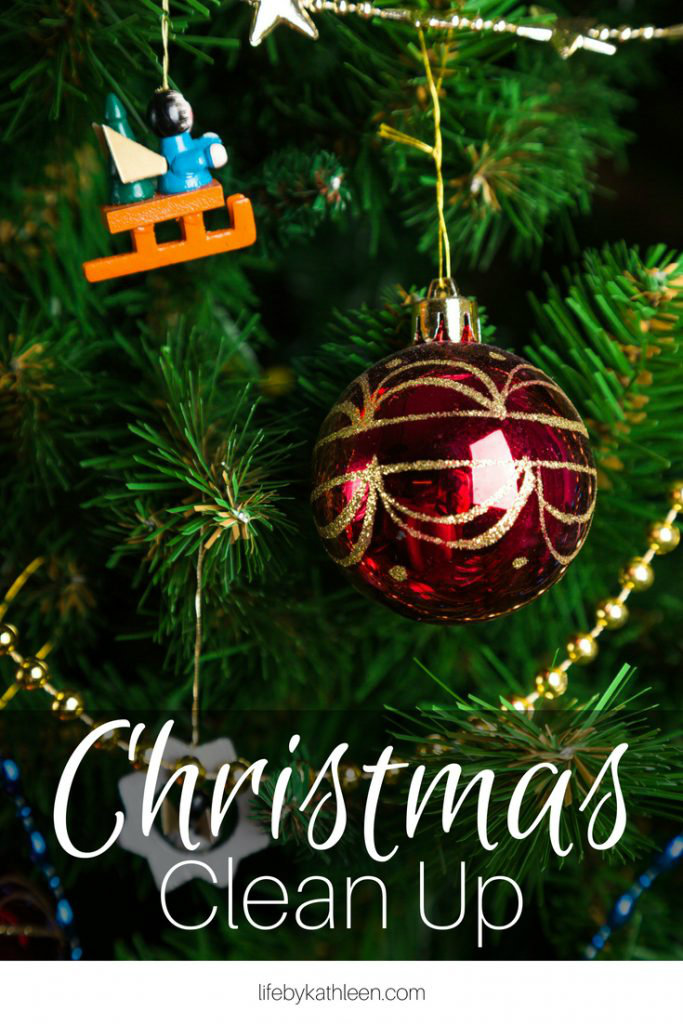 christmas bauble. text overlay: christmas clean up