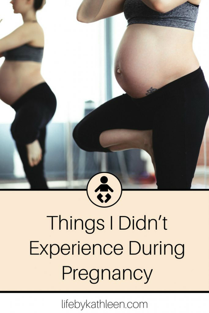 pregnant lady doing yoga. text overlay: thing's i didn't experience during pregnancy