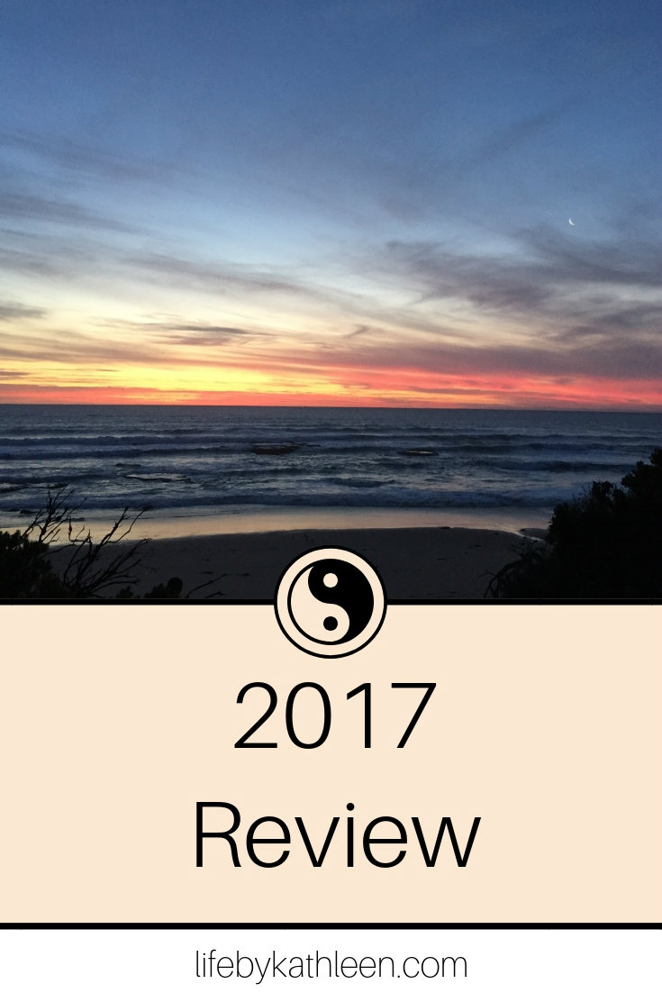 beach sunset with moon text overlay 2017 Review