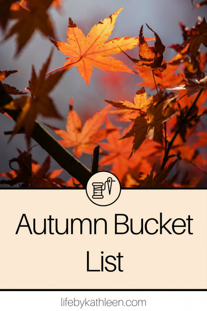autumn leaves on a tree. text overlay autumn bucket list