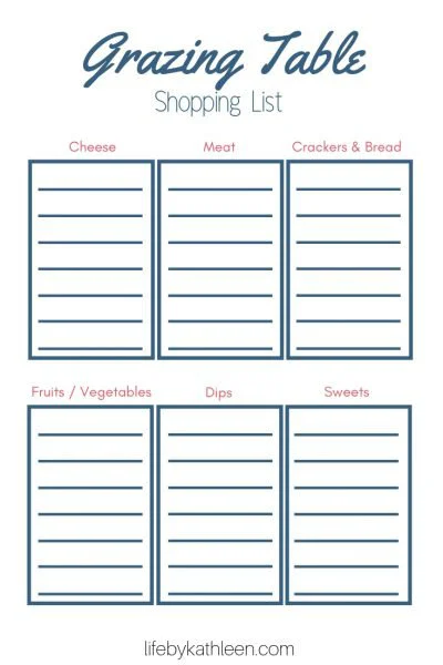 Grazing Table Shopping List